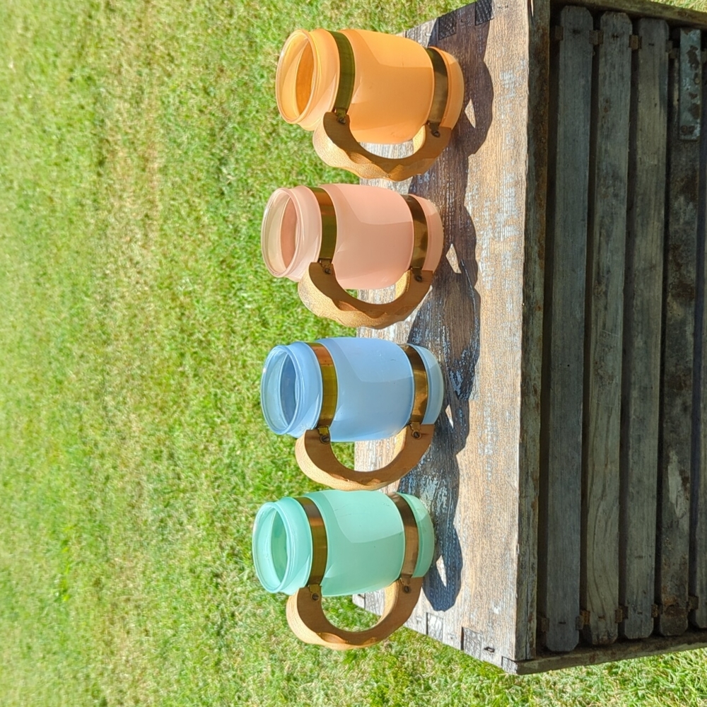 4 Vintage Siesta Ware Frosted Pastel Mugs.